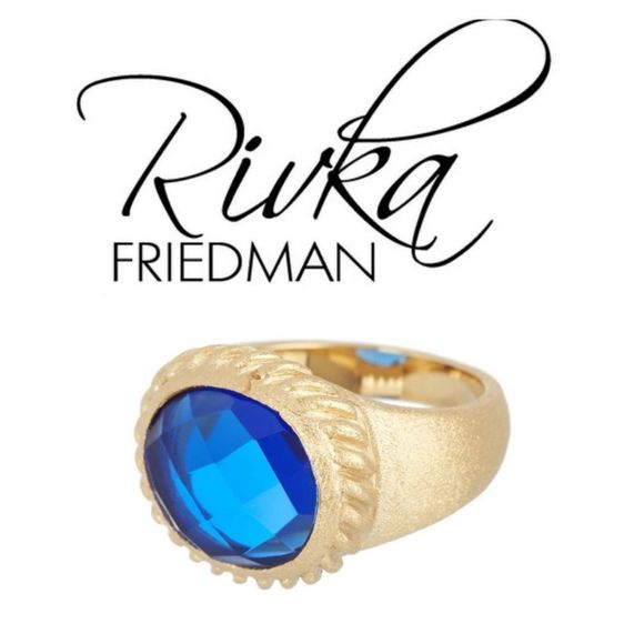 rivka Friedman poppy blue crystal satin ring - Picture 1 of 6